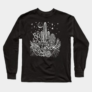 Cactus, Crystals, Succulents Under the Desert Moon Long Sleeve T-Shirt